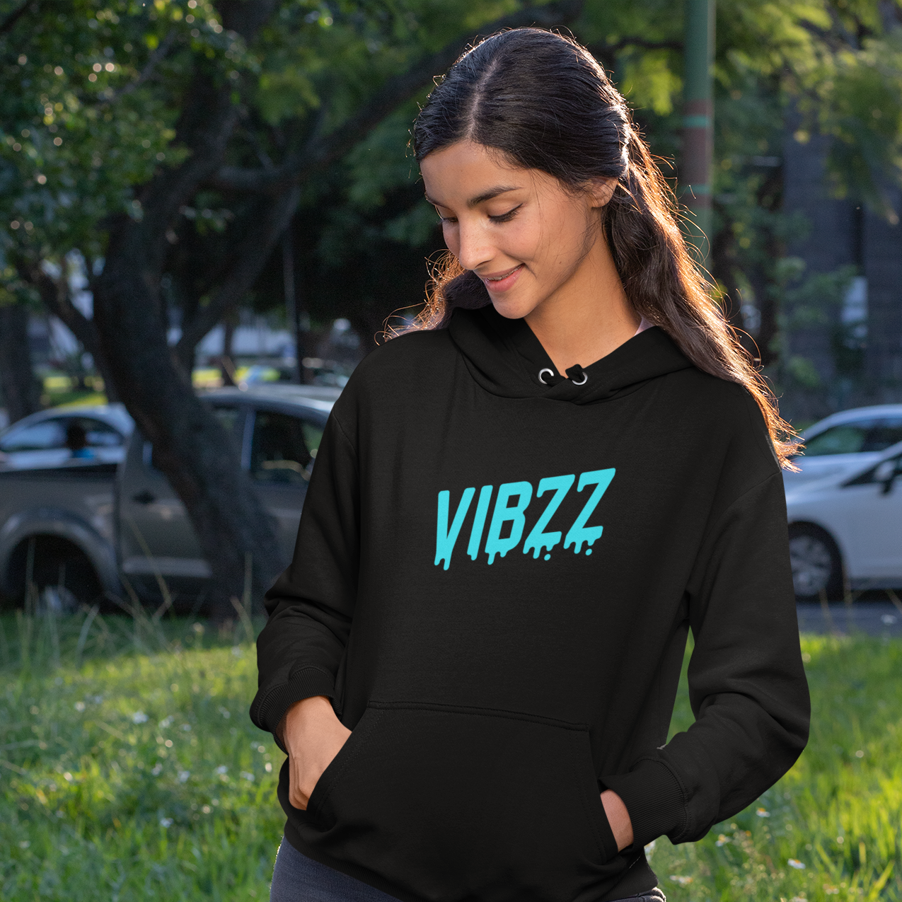 Vibzz Hoodie Blue on Black