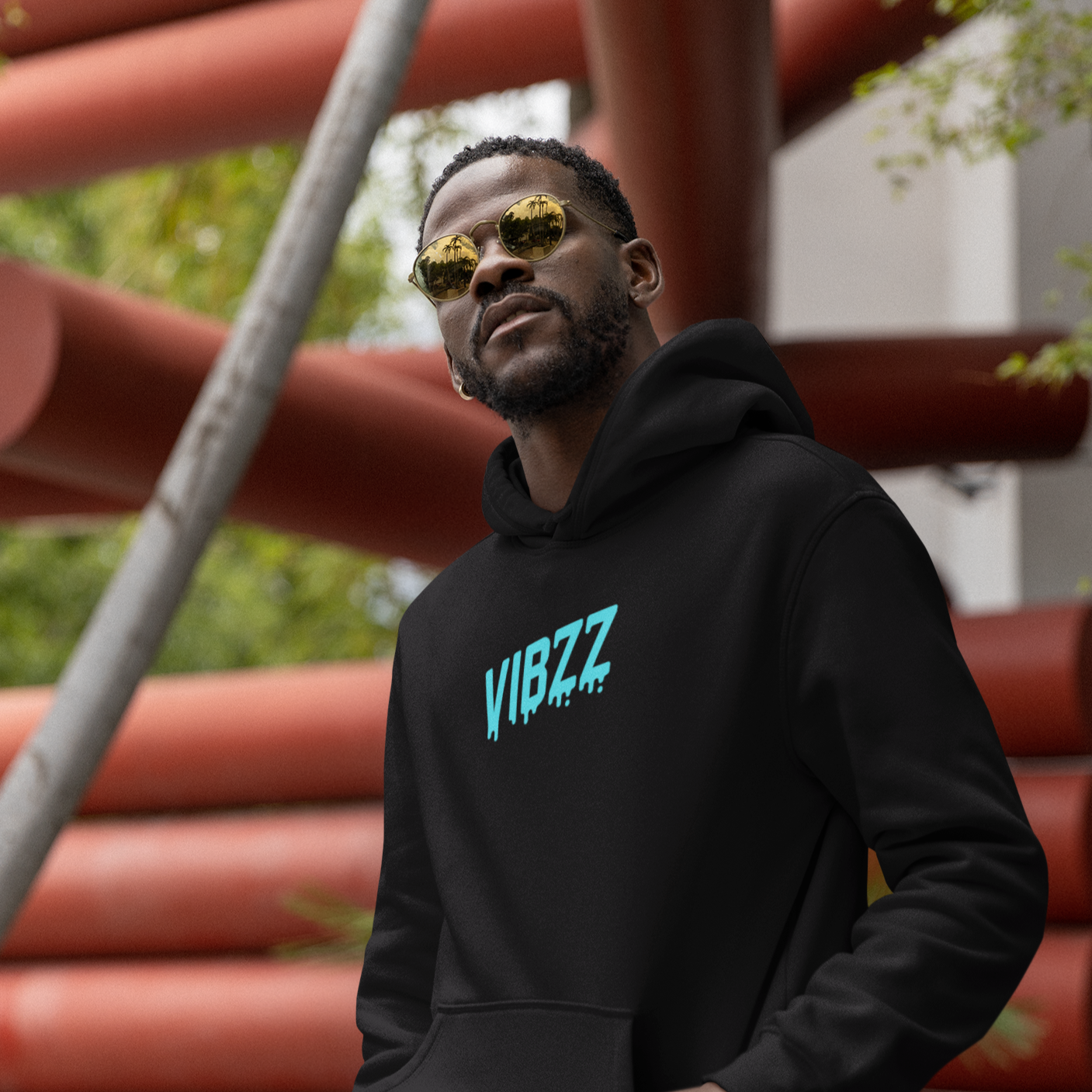 Vibzz Hoodie Blue on Black