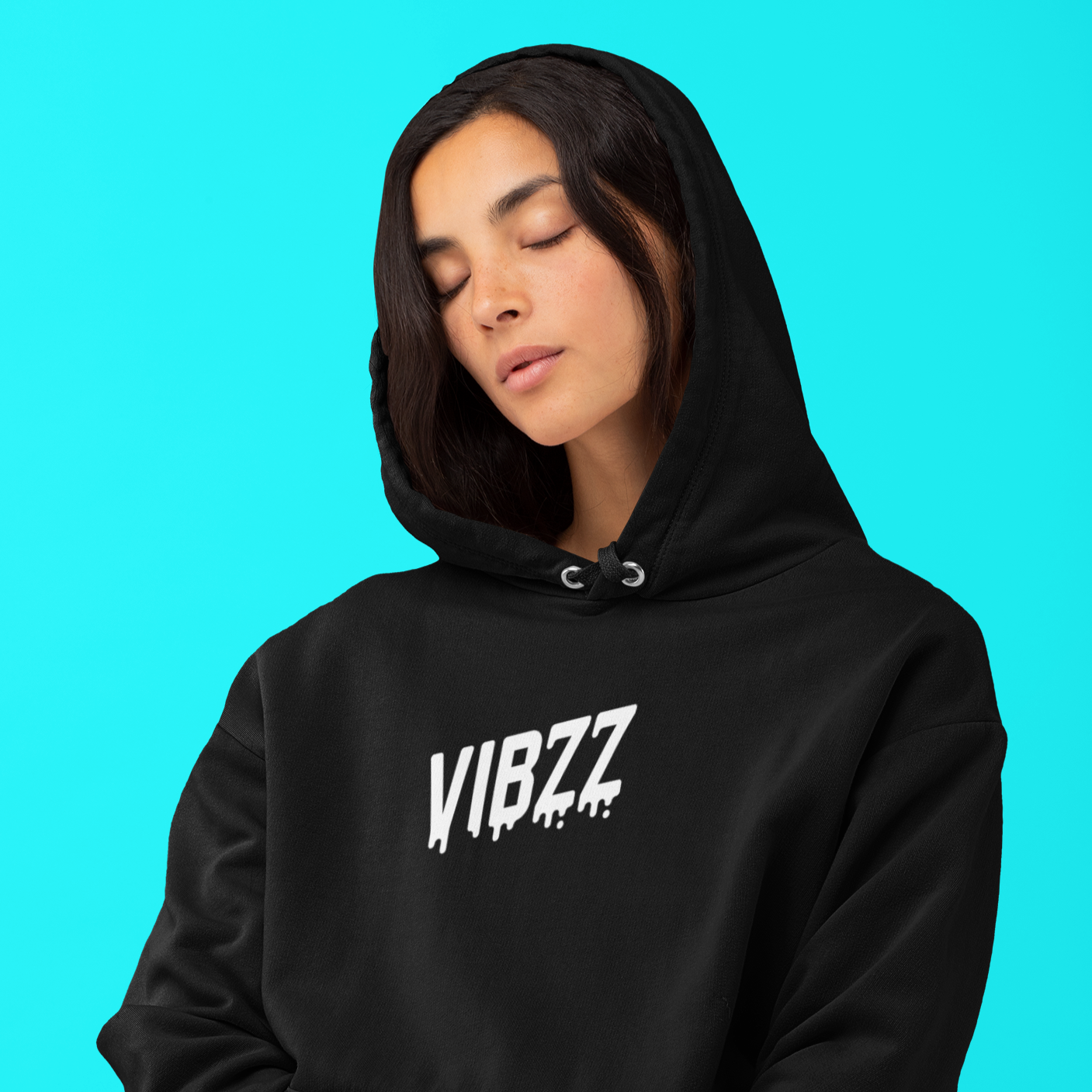 Vibzz Hoodie White on Black