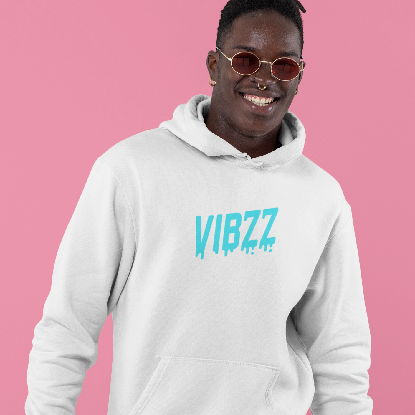 Vibzz Hoodie Blue on White